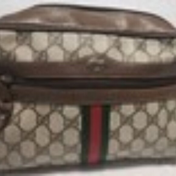 GUCCI GG Supreme Web Sherry Line Bag PVC Beige Gold 904 02 004 Auth 137440 - Picture 1 of 16
